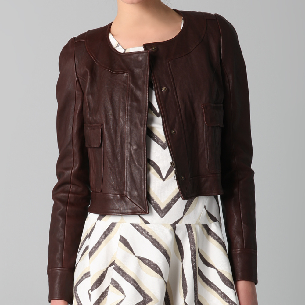 Thakoon Black Pocket Front Leather Jacket 6 NWOT - Picture 8 of 8